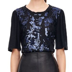 rebecca taylor short sleeve sequin jersey top